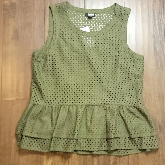A.N.A Green Peplum Top Size Small NWT - Picture 5 of 6